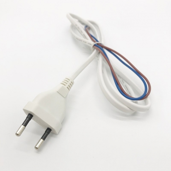 White Power Cord 2 Prong Italian AC Plug